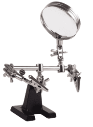 Держатель «Третья рука» REXANT, 2 зажима, чугун, лупа (3х) 60 мм 12-0251